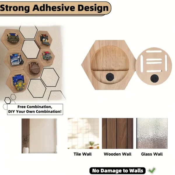Hexagonal Wooden Medal Display Rack - Image 7